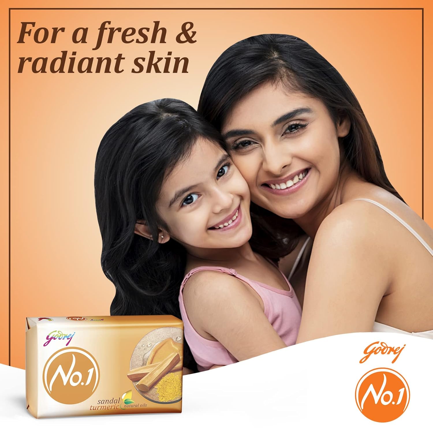 Godrej No. 1 Bathing Soap Sandal & Turmeric –  Soap & Long-lasting Fragrance, Combo Pack of 5 (100g each)